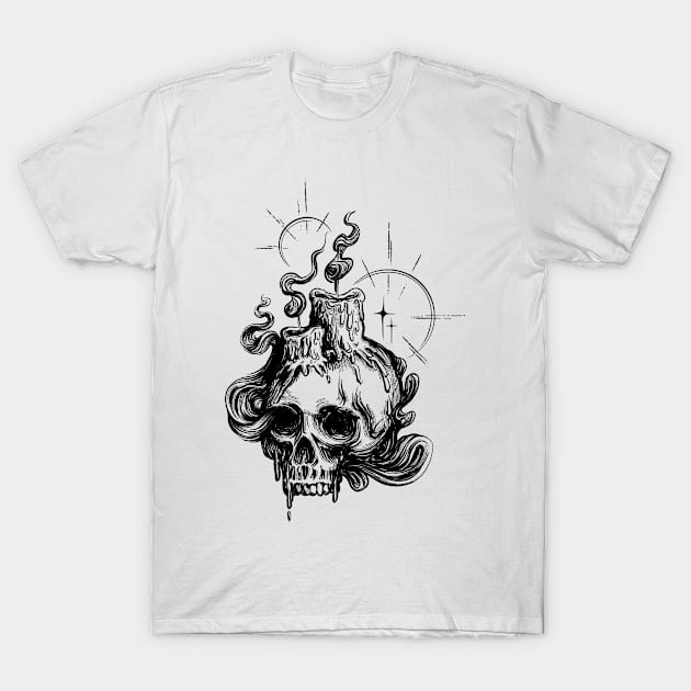 Dark skull and candles T-Shirt by GoshaDron